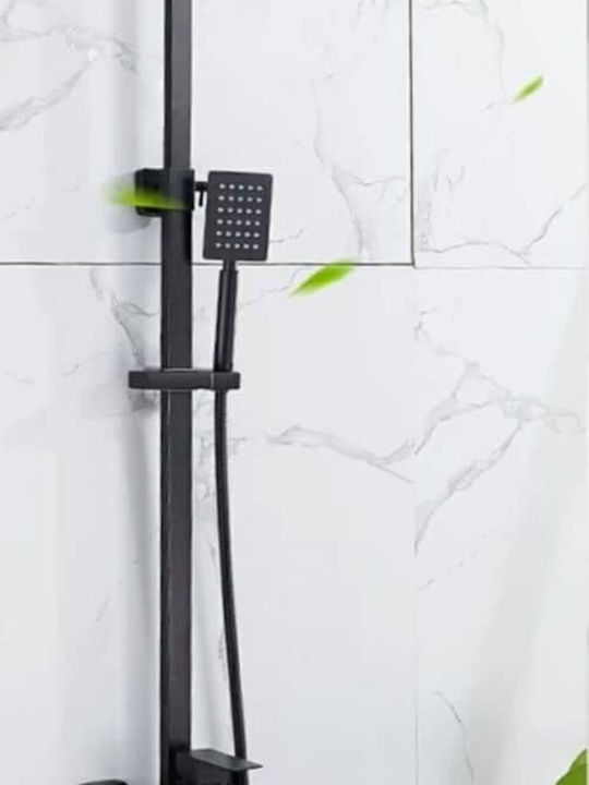 Wenko P-307 Adjustable Shower Column with Bathtub Mixer Black