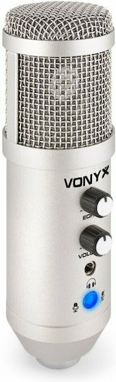 Vonyx CM320 Condenser Microphone Shock Mounted for Vocals in Silver Color