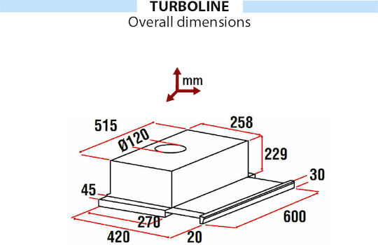 Airtechnic TLT-60I 1000 Turboline Sliding Vent Hood 60cm Gray