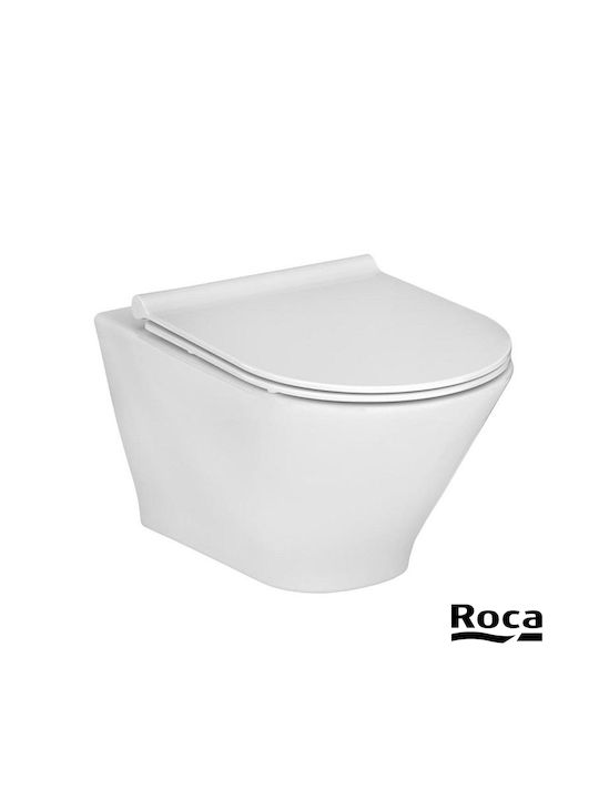 Roca The Gap Round Λεκάνη Δαπέδου Rimless με Slim Κάλυμμα Soft Close Λευκή