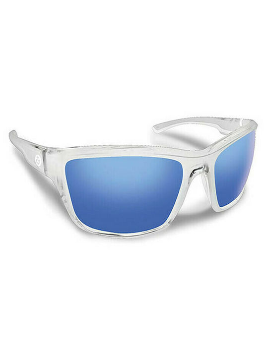 Flying Fisherman Cove Men's Sunglasses with Transparent Plastic Frame and Blue Polarized Mirror Lens