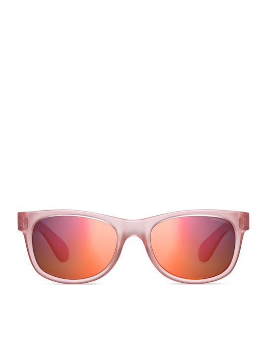 Polaroid Square Kids Sunglasses with Polarized Mirror Lens Pink