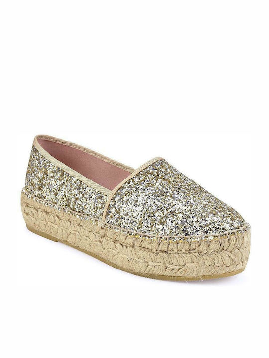 Viguera 1223 Women's Fabric Espadrilles Glitter Gold