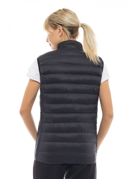 Biston Kurz Damen Ärmellos Puffer Jacke Schwarz