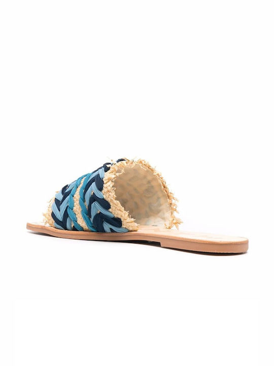 Sandals Blue Pattern Raffia & Chiffon; Yucatán S 1.4 Y0 blue pattern