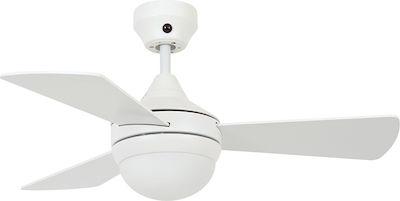 Lucci Air Airlie Hugger Ceiling Fan 91cm with Light and Remote Control Λευκός