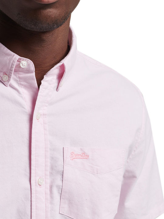 Ovin Vintage Short-sleeved Cotton Shirt Pink