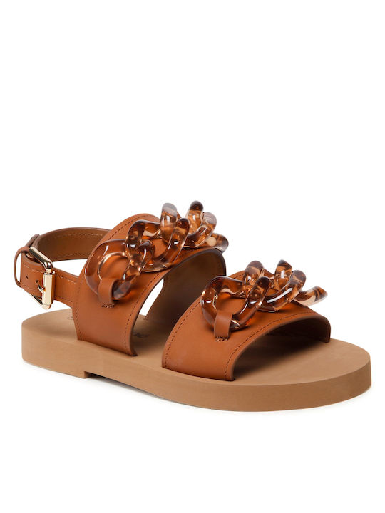 See By Chloé Leather Women's Flat Sandals in Brown Color