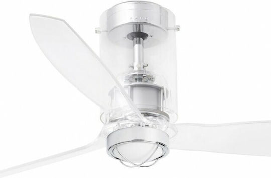 Faro Barcelona Mini Tube Fan M 3000K Ceiling Fan 128cm with Light Fixture Transparent