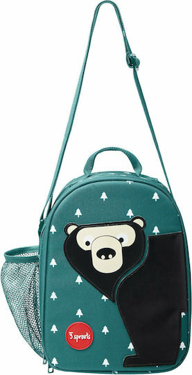 3 Sprouts School Insulated Shoulder Lunch Bag 3.5L Green 20.5x9.5x26.7cm
