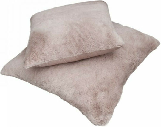 Guy Laroche Διακοσμητική Μαξιλαροθήκη Crusty από Γούνα Old Pink 60x60εκ.