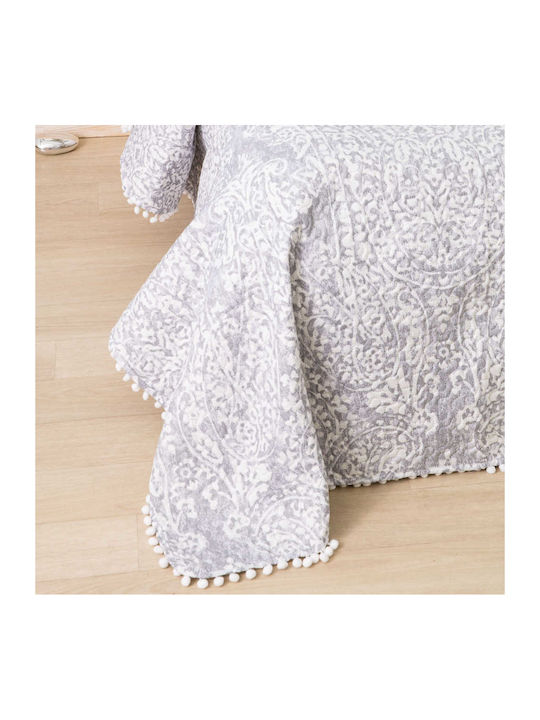 Borea Maya Set Coverlet Queen Size Microfiber GRI 220x240cm 3pcs