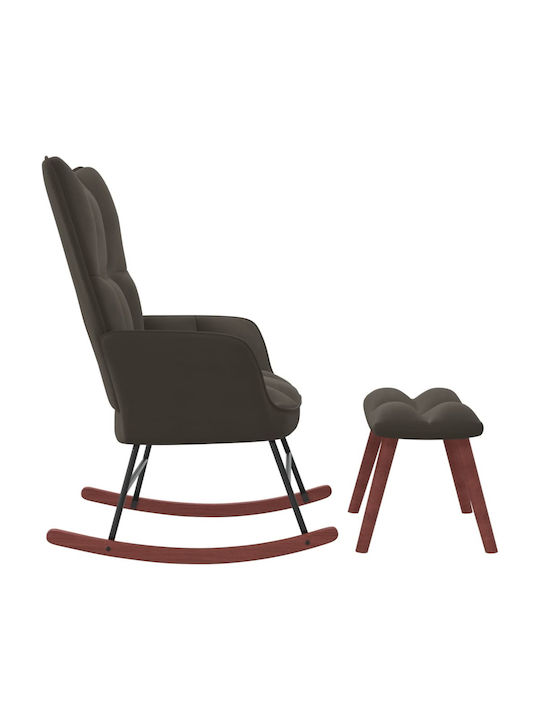Schaukelstuhl mit Fußhocker Samt Dark Grey 61x78x98cm