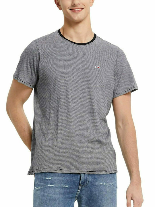 Tommy Hilfiger Ανδρικό T-shirt Grey / White με Ρίγες