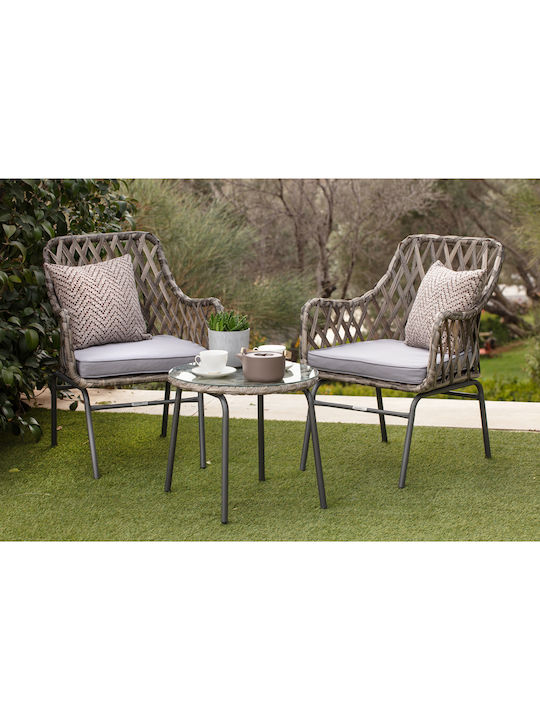 Set Outdoor Lounge White with Pillows Evora 2pcs