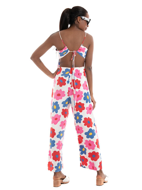 Glamorous Women's One-piece Suit Pink/Blue Flowers