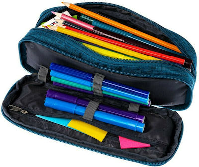 Polo Duo Box Jean Pencil Case Barrel with 2 Compartments Blue