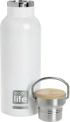 Ecolife Μπουκάλι Θερμός με Καπάκι Bamboo Λευκό 500ml