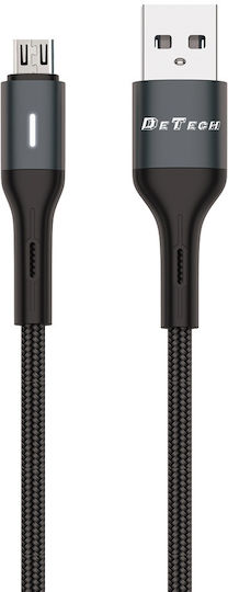 DE-C38M Braided USB 2.0 to micro USB Cable Μαύρο 1m (40197)