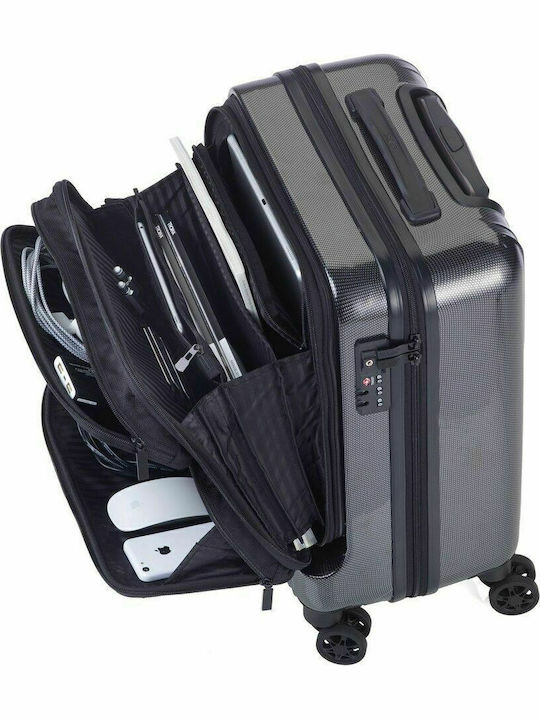 Troika Cabin Hard Black Suitcase With 4 Wheels Height 53cm
