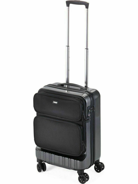 Troika Cabin Hard Black Suitcase With 4 Wheels Height 53cm
