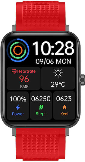 DAS.4 SU02 Smartwatch με Παλμογράφο (Κόκκινο)