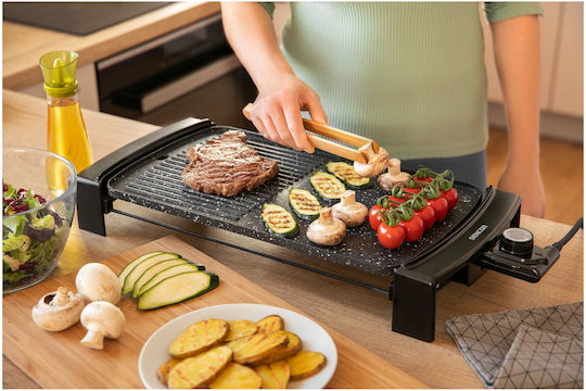 Sencor Tabletop Electric Grill Smooth and Ribbed Plate 2300W with Adjustable Thermostat 44cmx25cmcm