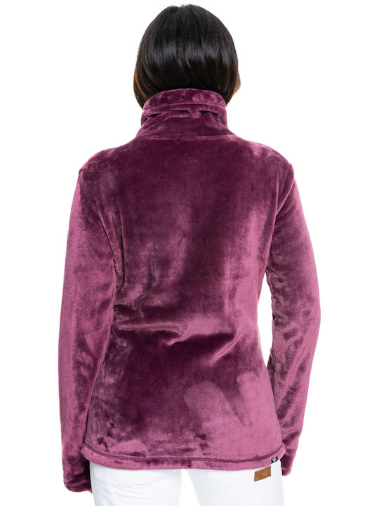 Roxy Tundra Fleece Γυναικεία Ζακέτα με Φερμουάρ σε Μωβ Χρώμα