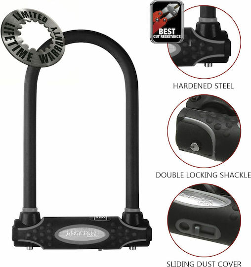 Master Lock U-Lock Hardened Steel Bicycle Pedal Lock with Key Black