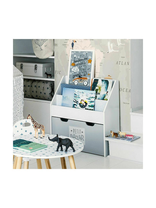 Kids Wooden Bookcase White 62.7x30x70cm