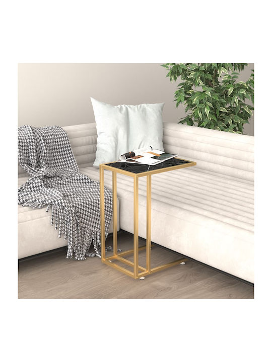 Rectangular Glass Side Table Μαύρο L50xW35xH65cm