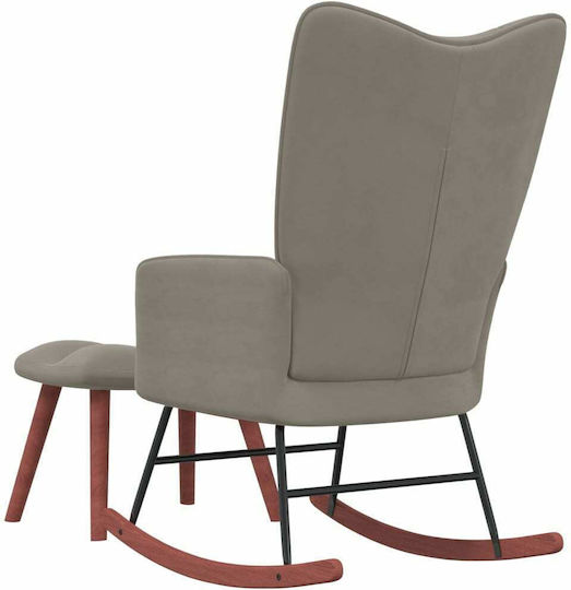 Schaukelstuhl mit Fußhocker Samt Light Grey 61x78x98cm