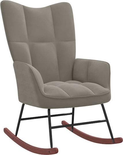 Schaukelstuhl mit Fußhocker Samt Light Grey 61x78x98cm