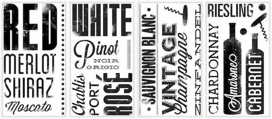 Dekorativer Aufkleber Wand Wine Lovers 22Stück RoomMates Decor