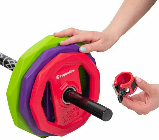 inSPORTline Pumpino Body-Pump Μπάρα Φ30mm Σετ με Βάρη 19kg Μήκους 140cm με Κολάρα Ασφαλείας