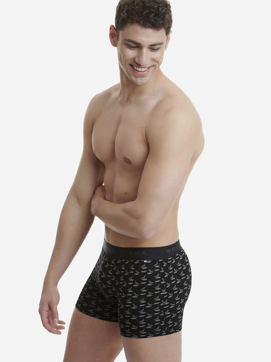 Walk Herren Boxershorts Schwarz mit Mustern 1Packung