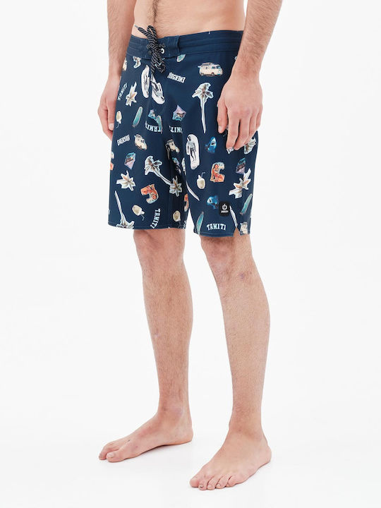 Men's Swimwear Bermuda Navy Blue with Patterns