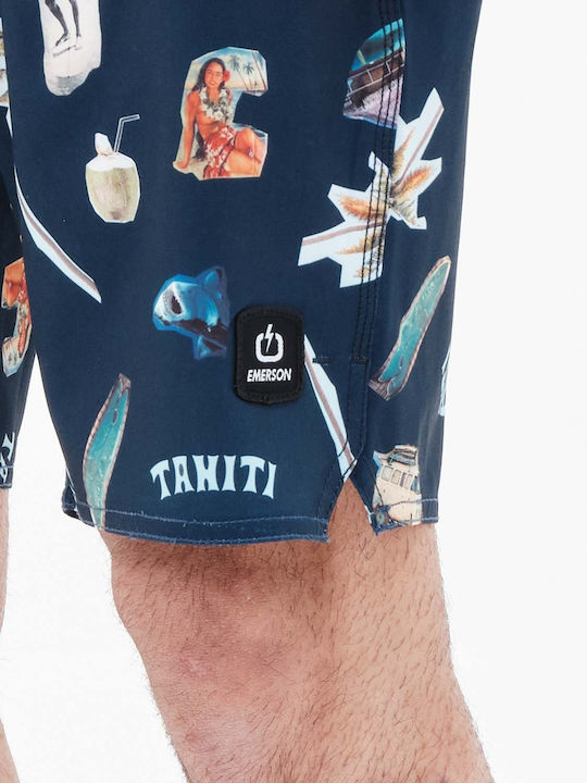 Men's Swimwear Bermuda Navy Blue with Patterns