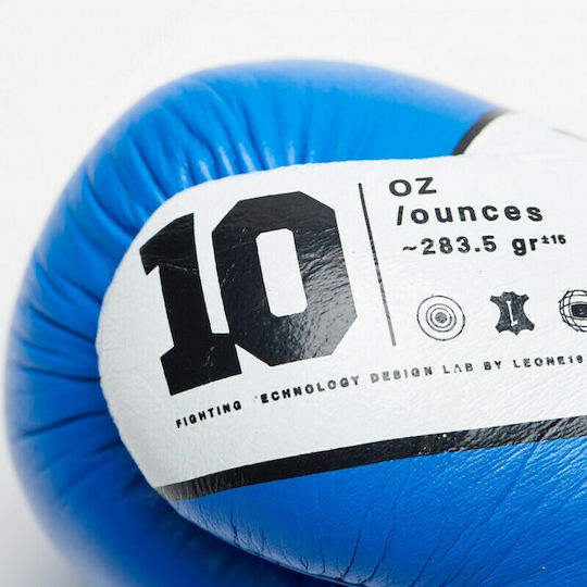 Leone Shock Boxing Gloves Leather for Match Blue