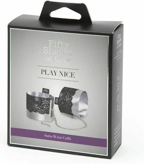 Fifty Shades of Grey Play Nice Satin & Lace Wrist Cuffs Χειροπέδες σε Γκρι Χρώμα