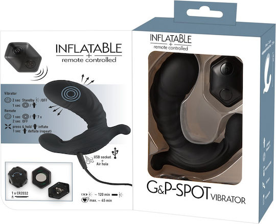 You2Toys Inflatable G&P-Spot Vibrator Mini Δονητής G-Spot με Απομακρυσμένο Έλεγχο 12cm Black