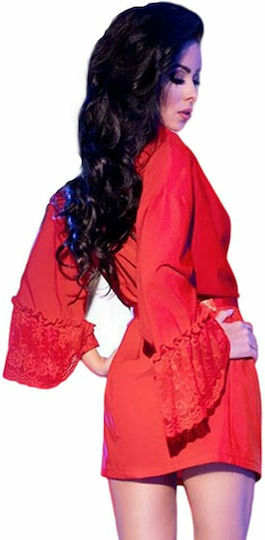 Chilirose Dressing Gown With Belt & Thong Red