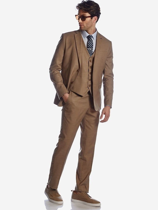 Sommer Herrenanzug mit Weste Beige