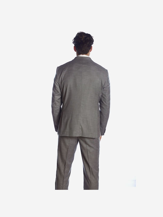 Sogo Ανδρικό Κοστούμι Με Γιλέκο με Κανονική Εφαρμογή Γκρι