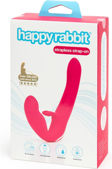 Happy Rabbit Strapless Strap On Strapless Strap On με Dildo με Δόνηση σε Ροζ Χρώμα