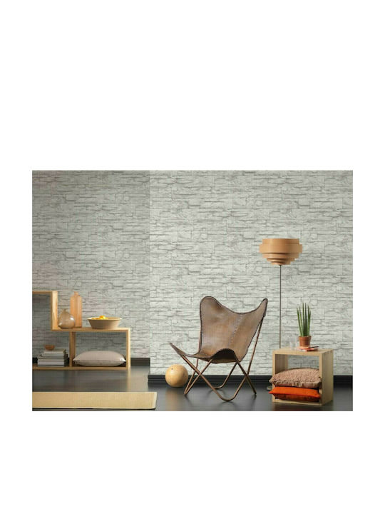 Ταπετσαρία Τοίχου Wood Stone Βινυλίου Γκρι 1000x53cm Πλενόμενη