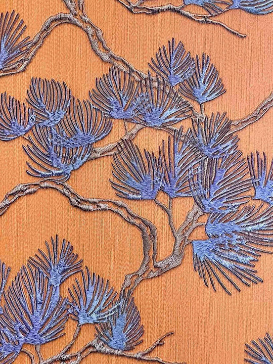 Wallpaper Fabric Blue/Orange L1000xW53cm Washable