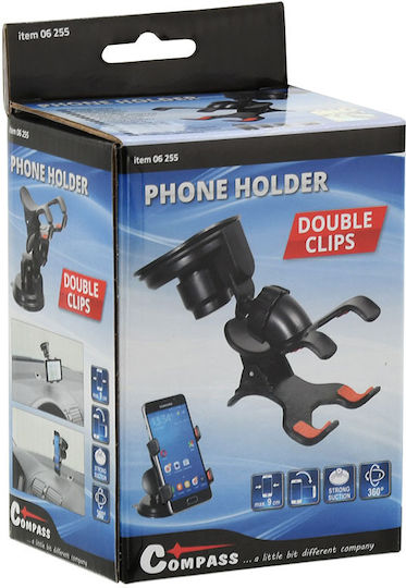 Compass Double Clips Поставка за Мобилен Телефон за Кола с Clip-Peg Черна