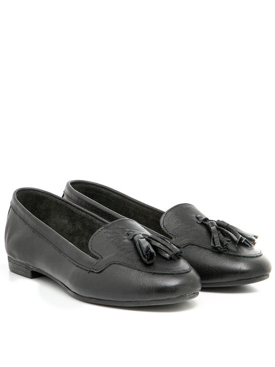 Boxer Leather Women's Loafers in Black Color