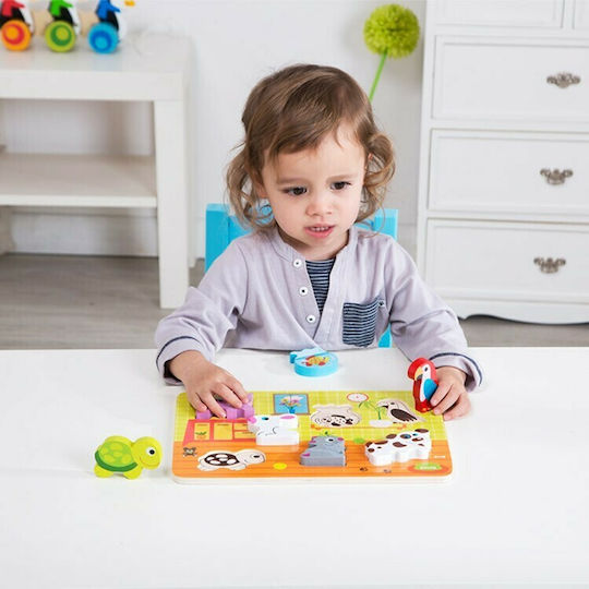 Wooden Kids Peg Puzzle Pets Pets for 1+ Years 7pcs Tooky Toys